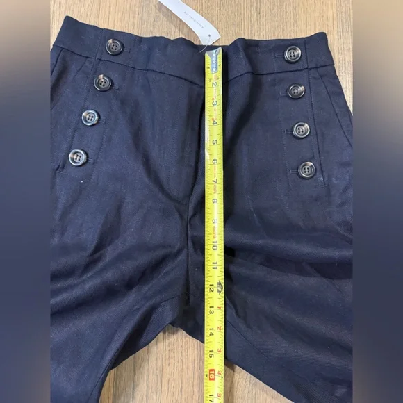 New Ann Taylor The Wide Leg Navy High-Waisted Button Pants-Size 8 - Picture 10 of 11
